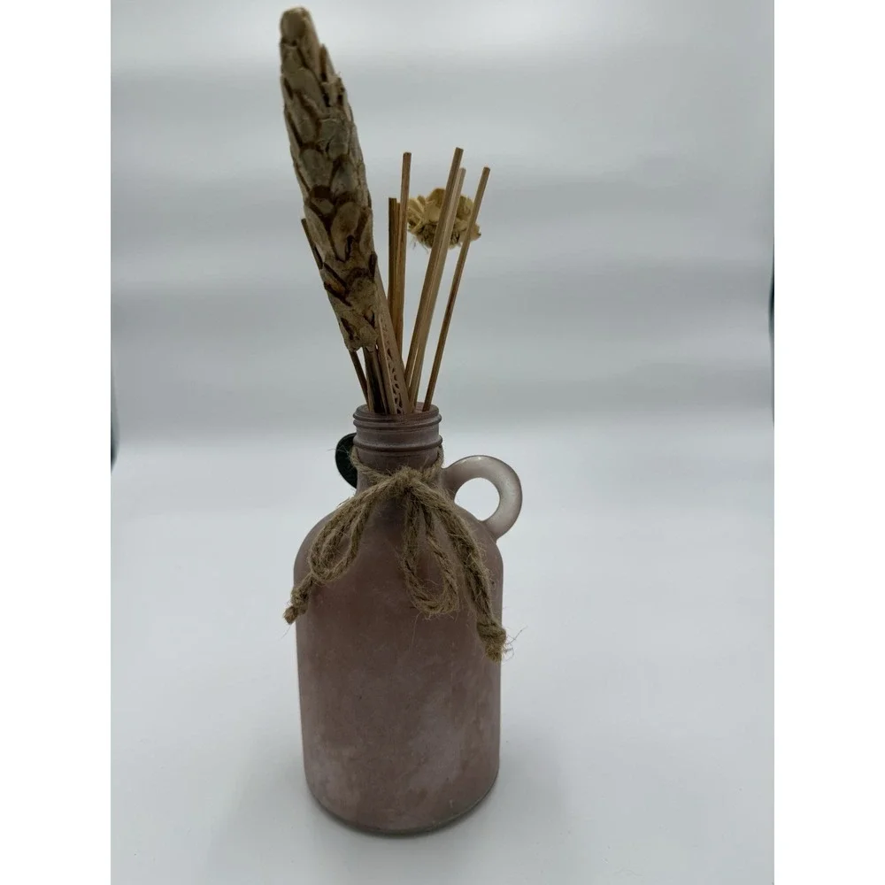 Pink Glass Reed Diffuser Bottle with Dried Flowers and 'Mom' Heart Tag, Handmade